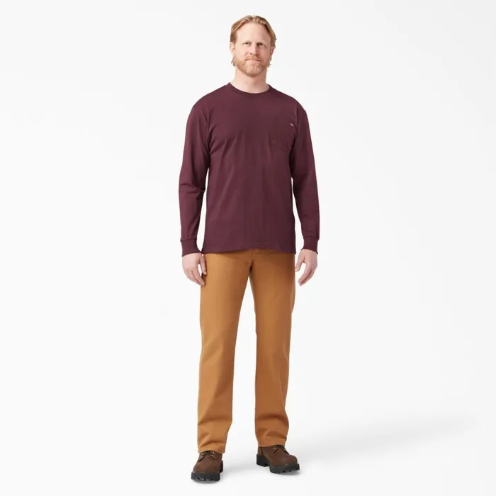 Dickies Work Shirts Heavyweight Long Sleeve Pocket TShirt Burgundy Burgundy by 8211 Men