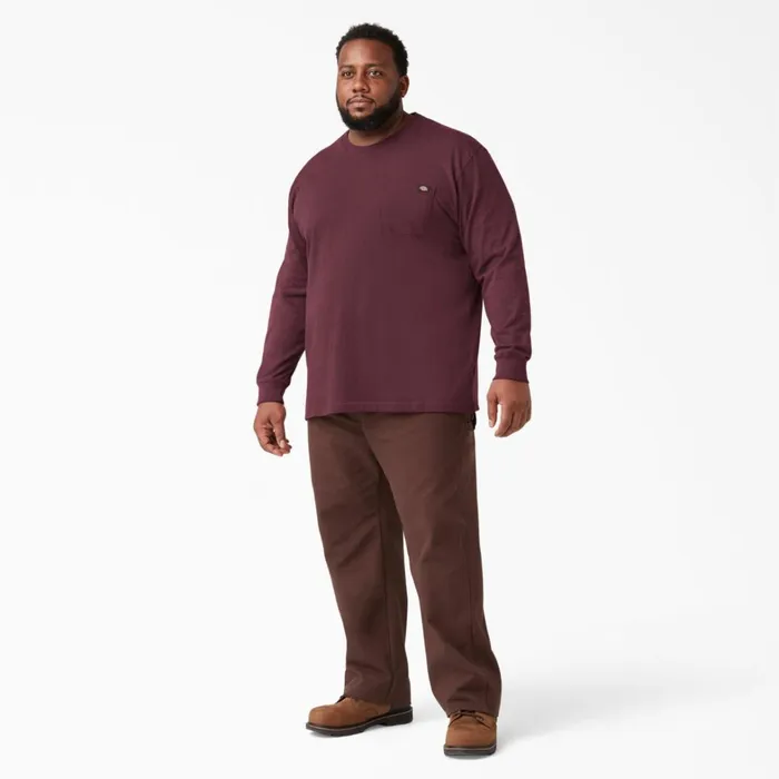 Dickies Work Shirts Heavyweight Long Sleeve Pocket TShirt Burgundy Burgundy by 8211 Men