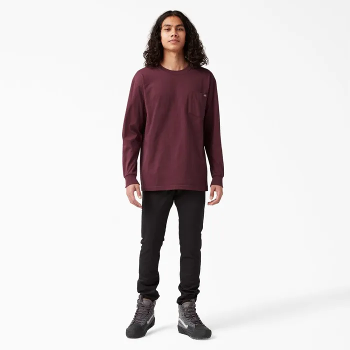 Dickies Work Shirts Heavyweight Long Sleeve Pocket TShirt Burgundy Burgundy by 8211 Men