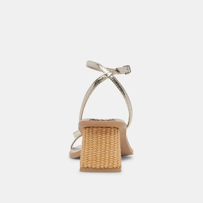 Dolce Vita Banita Wide Sandals Light Gold Crackled Stella Women Heels