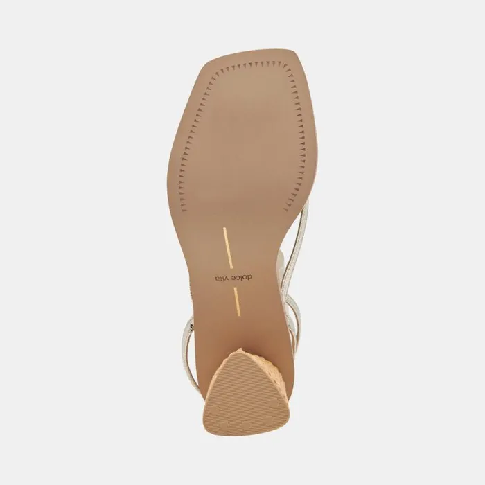 Dolce Vita Banita Wide Sandals Light Gold Crackled Stella Women Heels