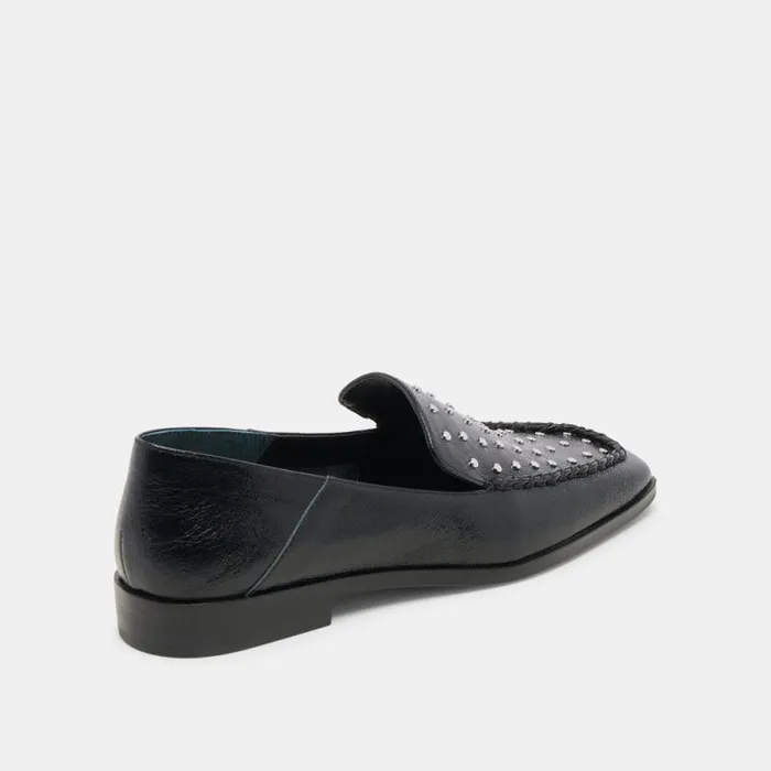 Dolce Vita Beny Flats Black Studded Leather Women Flats and Loafers
