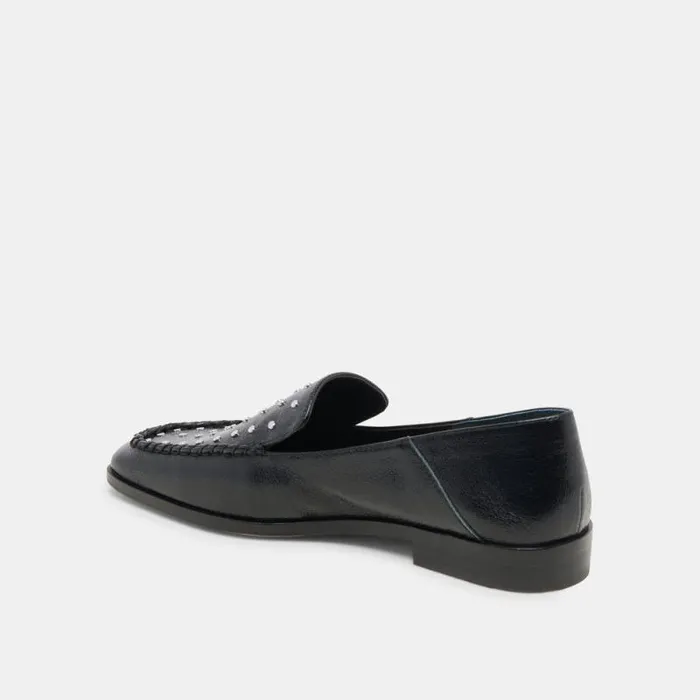 Dolce Vita Beny Flats Black Studded Leather Women Flats and Loafers