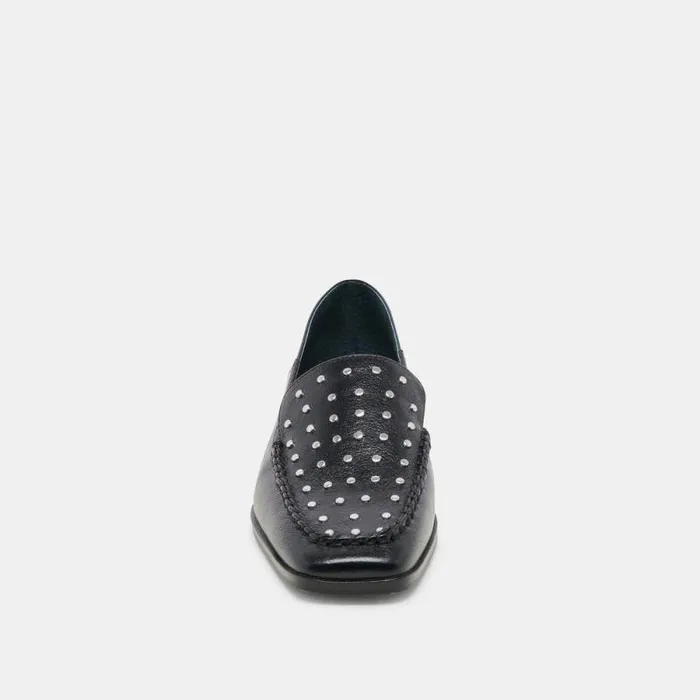 Dolce Vita Beny Flats Black Studded Leather Women Flats and Loafers