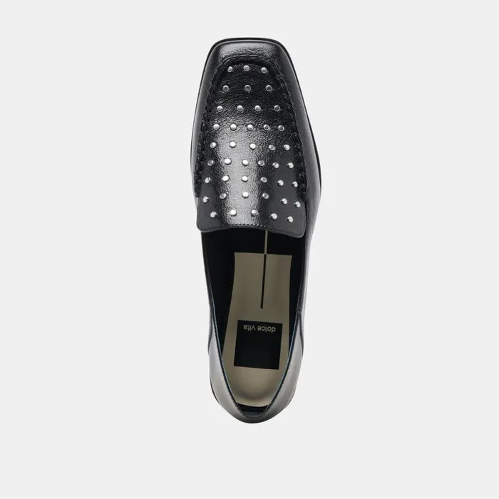 Dolce Vita Beny Flats Black Studded Leather Women Flats and Loafers