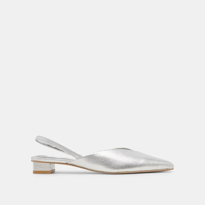 Dolce Vita Byanca Flats Silver Distressed Leather Women Flats and Loafers