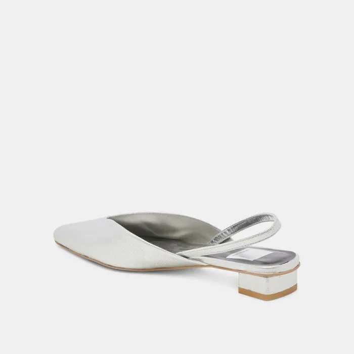 Dolce Vita Byanca Flats Silver Distressed Leather Women Flats and Loafers