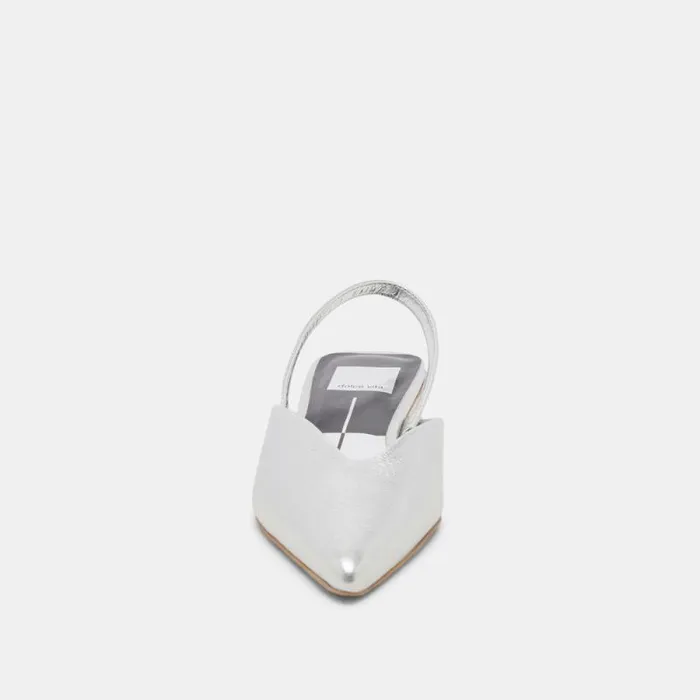 Dolce Vita Byanca Flats Silver Distressed Leather Women Flats and Loafers