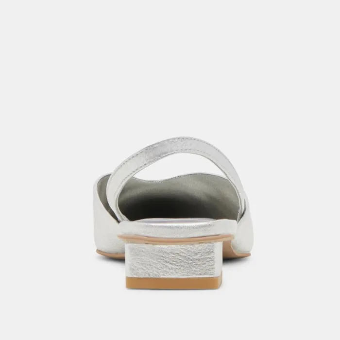 Dolce Vita Byanca Flats Silver Distressed Leather Women Flats and Loafers