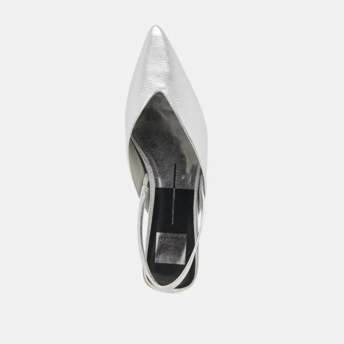 Dolce Vita Byanca Flats Silver Distressed Leather Women Flats and Loafers