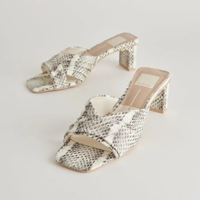 Dolce Vita Carlan Heels Grey White Embossed Snake Women Heels