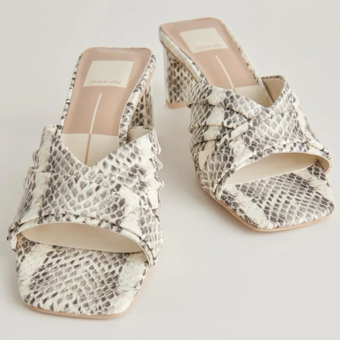 Dolce Vita Carlan Heels Grey White Embossed Snake Women Heels