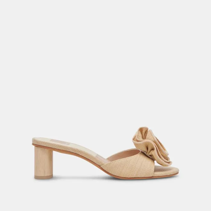 Dolce Vita Darly Heels Natural Raffia Women Sandals