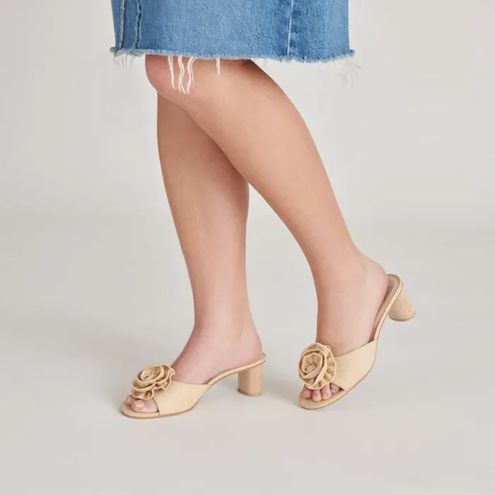 Dolce Vita Darly Heels Natural Raffia Women Sandals