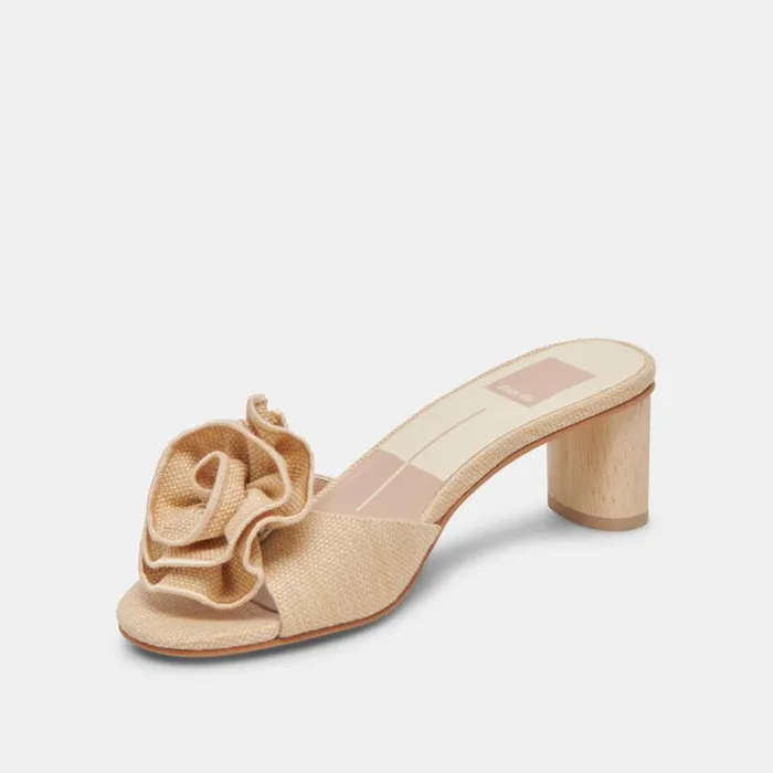 Dolce Vita Darly Heels Natural Raffia Women Sandals