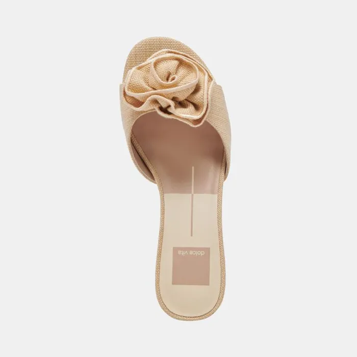 Dolce Vita Darly Heels Natural Raffia Women Sandals