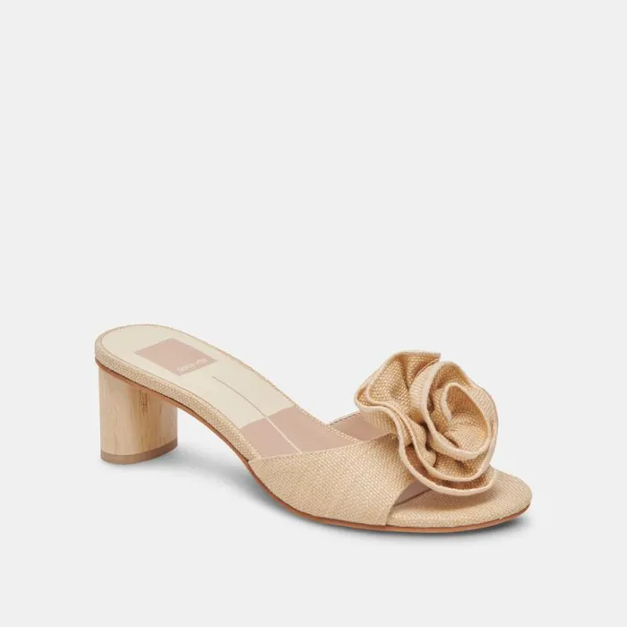 Dolce Vita Darly Heels Natural Raffia Women Sandals