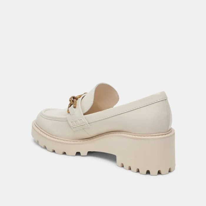 Dolce Vita Harlen Loafers Ivory Crinkle Patent Women Flats and Loafers