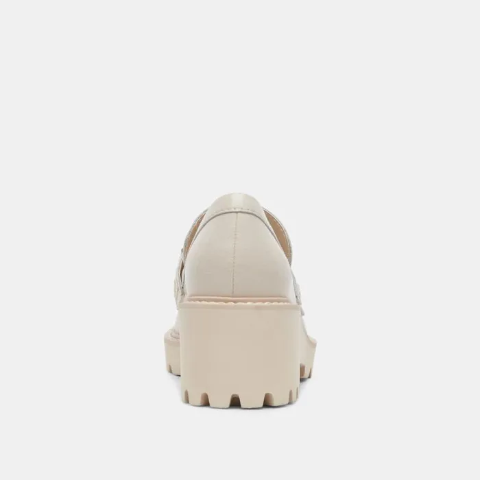 Dolce Vita Harlen Loafers Ivory Crinkle Patent Women Flats and Loafers