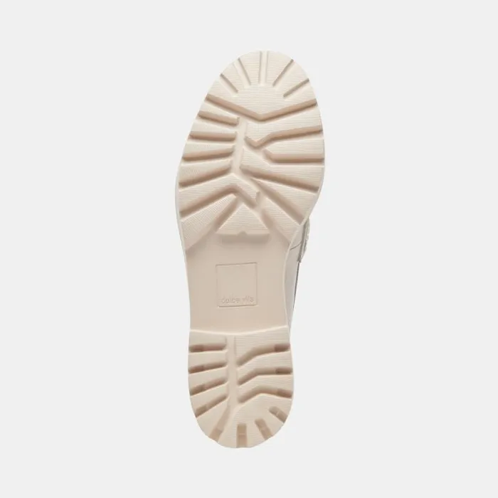 Dolce Vita Harlen Loafers Ivory Crinkle Patent Women Flats and Loafers