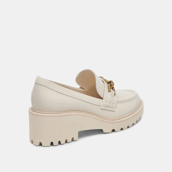 Dolce Vita Harlen Loafers Ivory Crinkle Patent Women Flats and Loafers