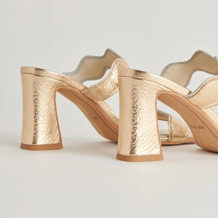 Dolce Vita Ilva Heels Gold Distressed Leather Women Heels