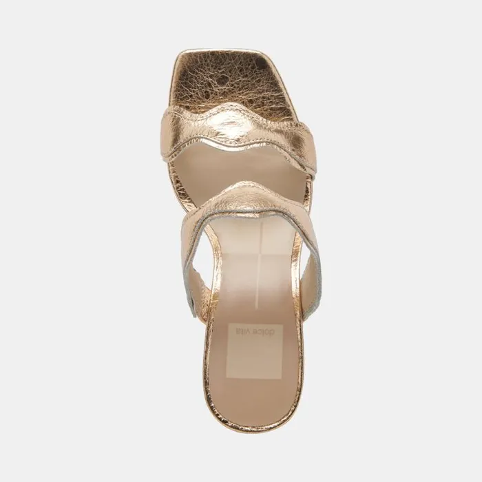 Dolce Vita Ilva Heels Gold Distressed Leather Women Heels