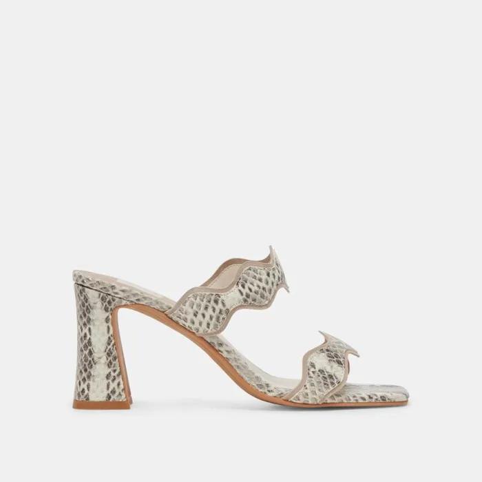 Dolce Vita Ilva Heels Grey White Embossed Leather Women Heels