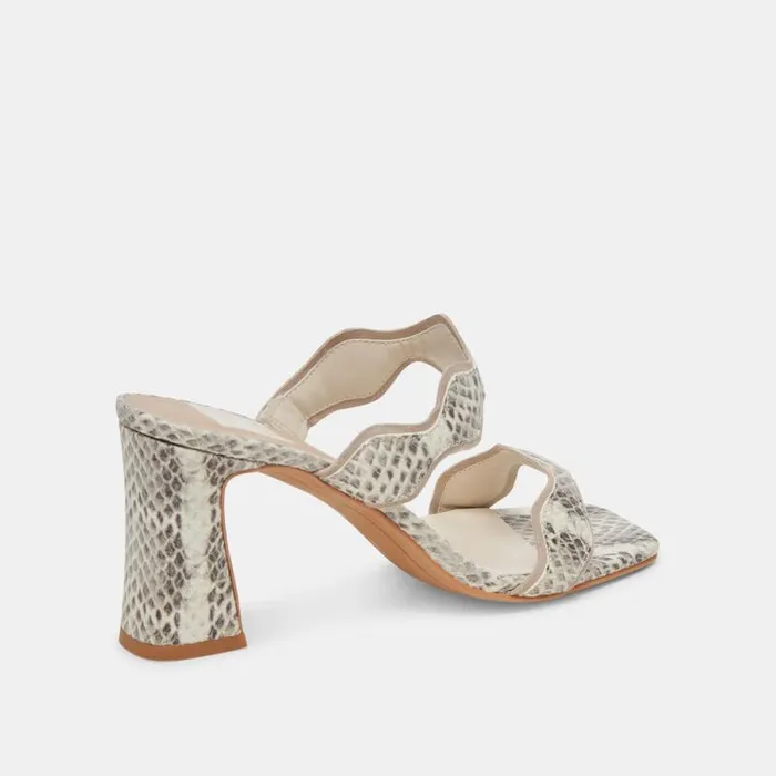 Dolce Vita Ilva Heels Grey White Embossed Leather Women Heels
