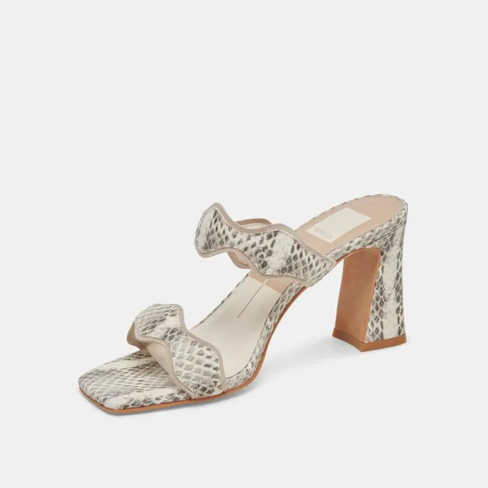 Dolce Vita Ilva Heels Grey White Embossed Leather Women Heels