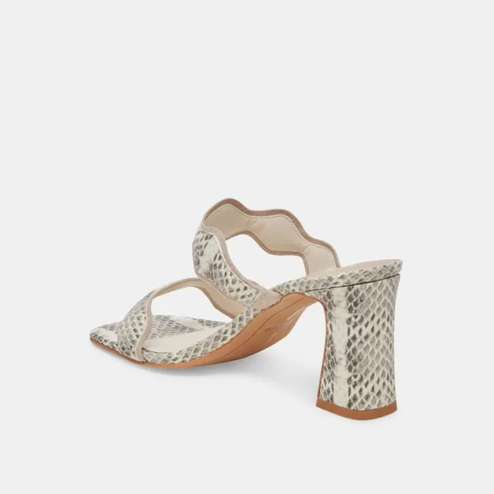 Dolce Vita Ilva Heels Grey White Embossed Leather Women Heels
