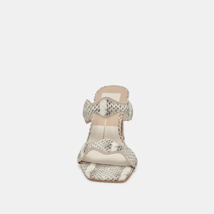 Dolce Vita Ilva Heels Grey White Embossed Leather Women Heels