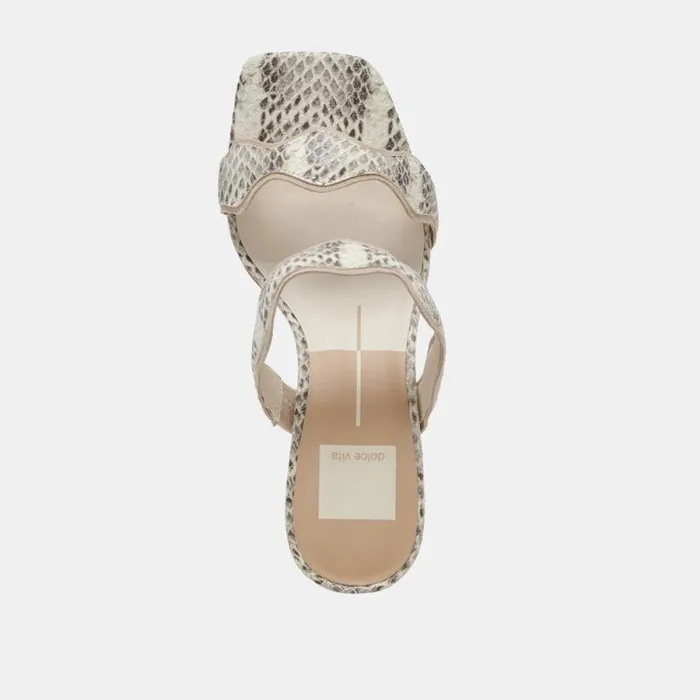 Dolce Vita Ilva Heels Grey White Embossed Leather Women Heels