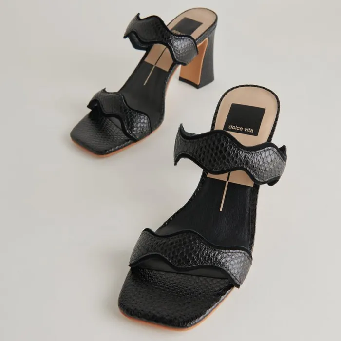 Dolce Vita Ilva Heels Onyx Embossed Leather Women Heels