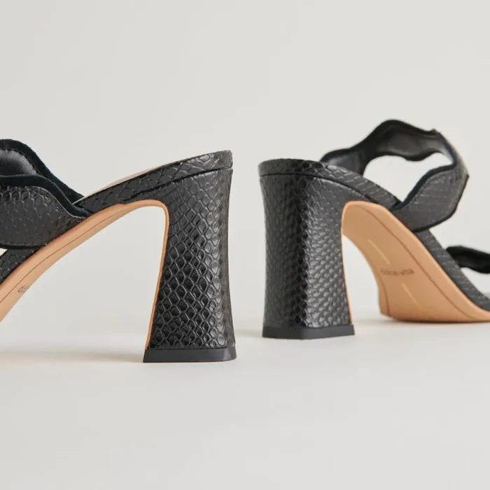 Dolce Vita Ilva Heels Onyx Embossed Leather Women Heels