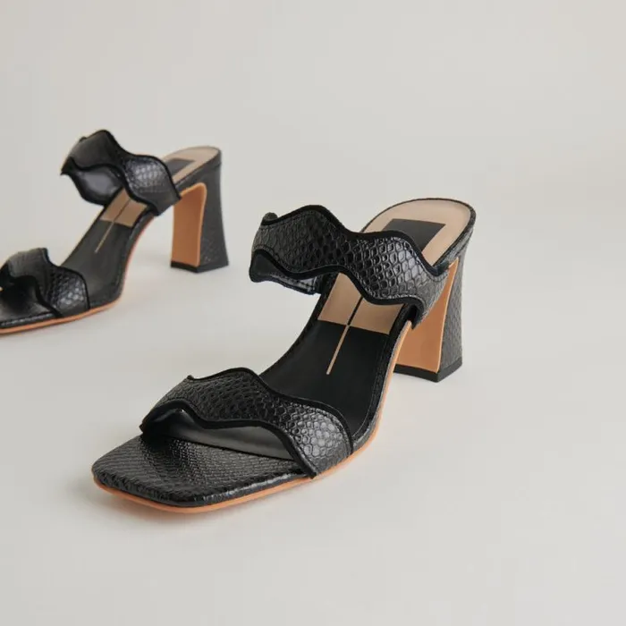 Dolce Vita Ilva Heels Onyx Embossed Leather Women Heels