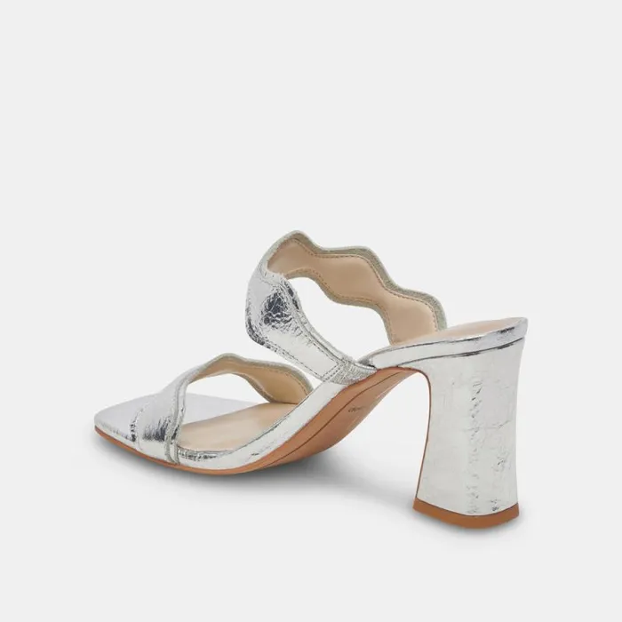 Dolce Vita Ilva Heels Silver Distressed Leather Women Heels