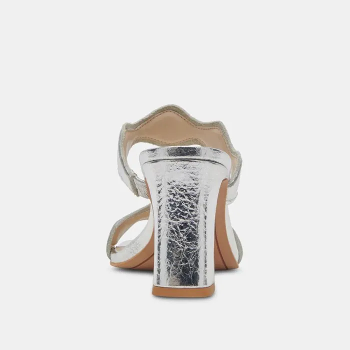 Dolce Vita Ilva Heels Silver Distressed Leather Women Heels