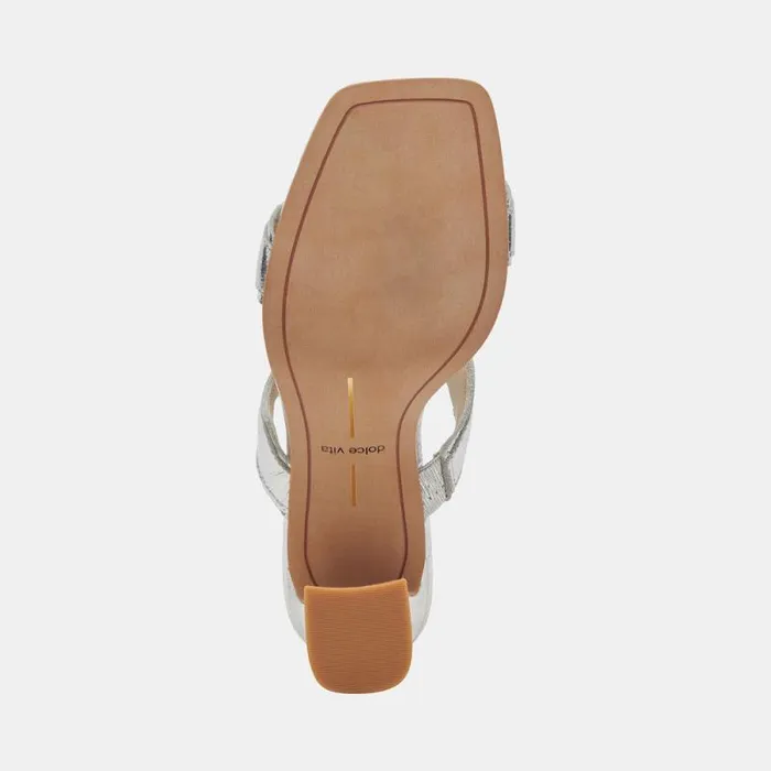 Dolce Vita Ilva Heels Silver Distressed Leather Women Heels