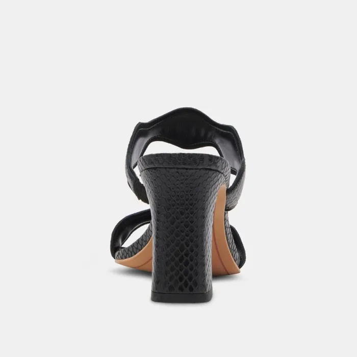 Dolce Vita Ilva Wide Heels Onyx Embossed Leather Women Heels