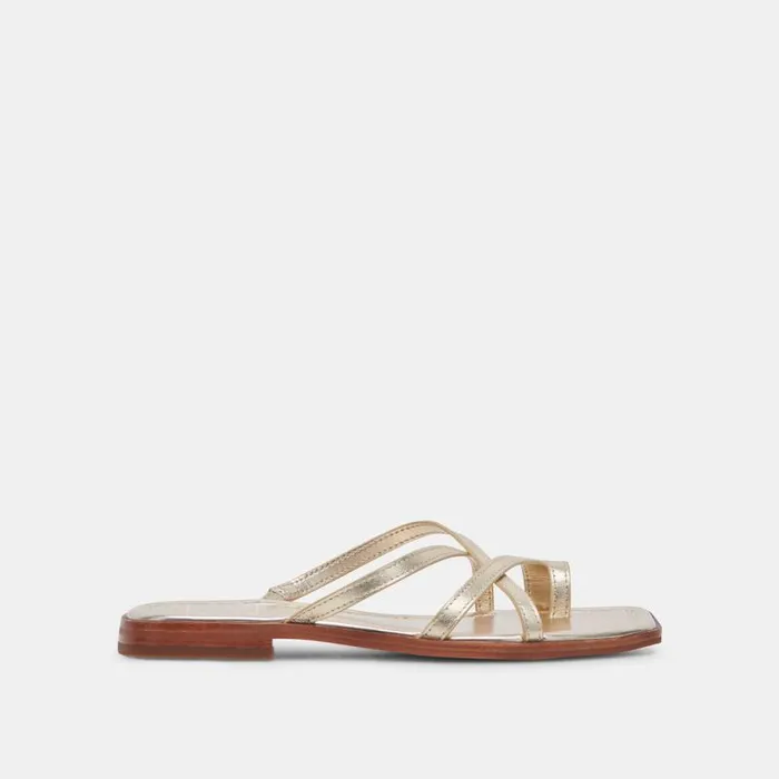 Dolce Vita Indigo Sandals Gold Distressed Leather Women Sandals