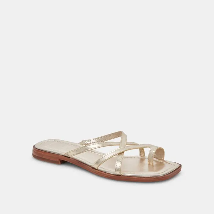 Dolce Vita Indigo Sandals Gold Distressed Leather Women Sandals