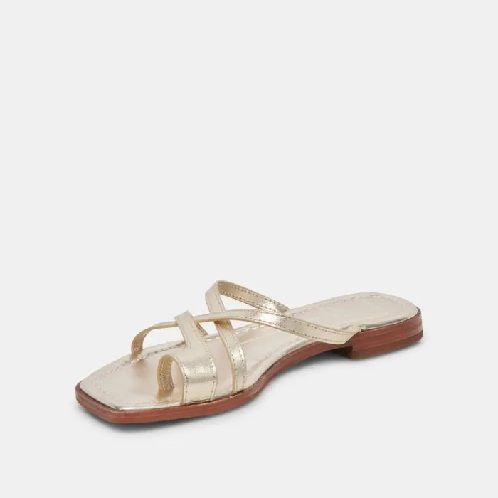 Dolce Vita Indigo Sandals Gold Distressed Leather Women Sandals