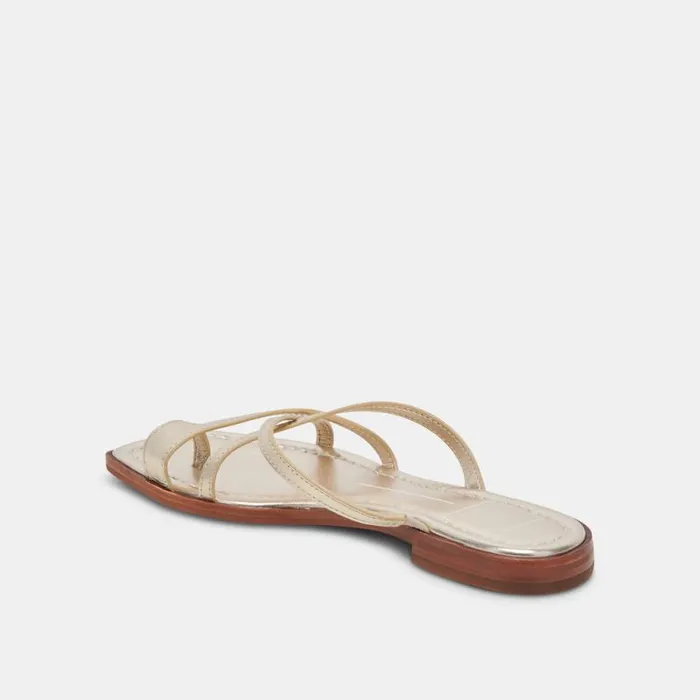 Dolce Vita Indigo Sandals Gold Distressed Leather Women Sandals