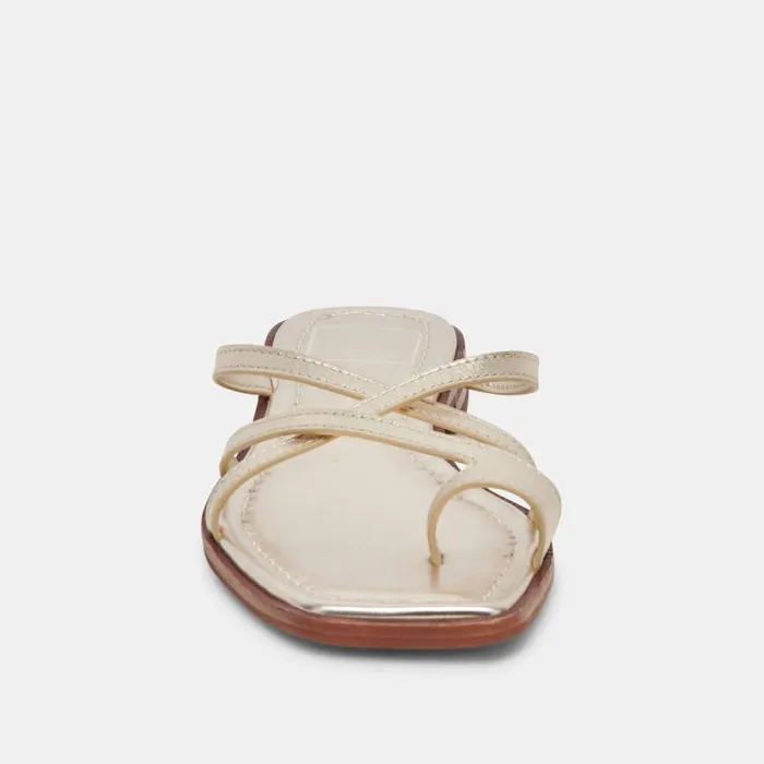 Dolce Vita Indigo Sandals Gold Distressed Leather Women Sandals
