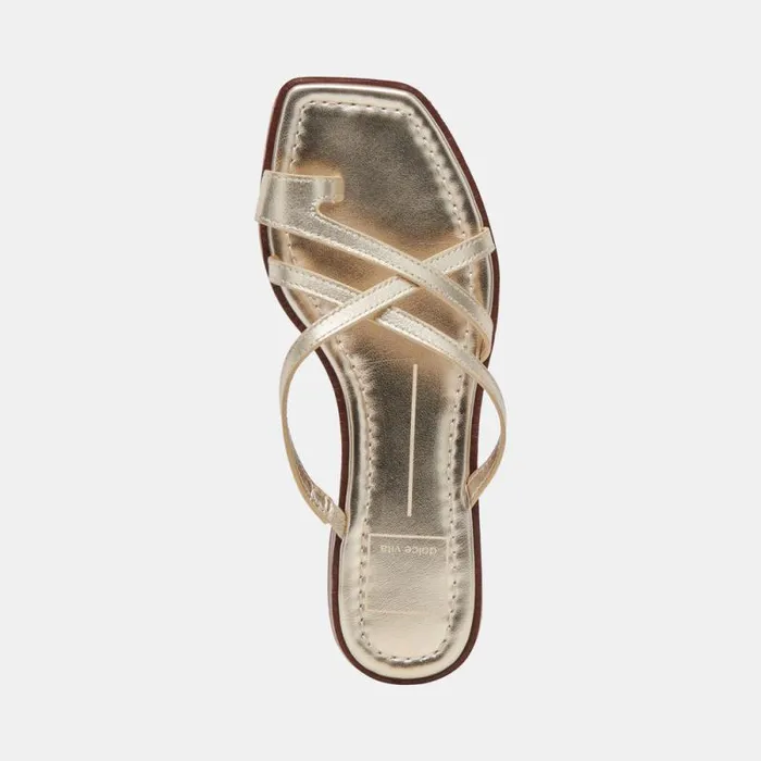 Dolce Vita Indigo Sandals Gold Distressed Leather Women Sandals