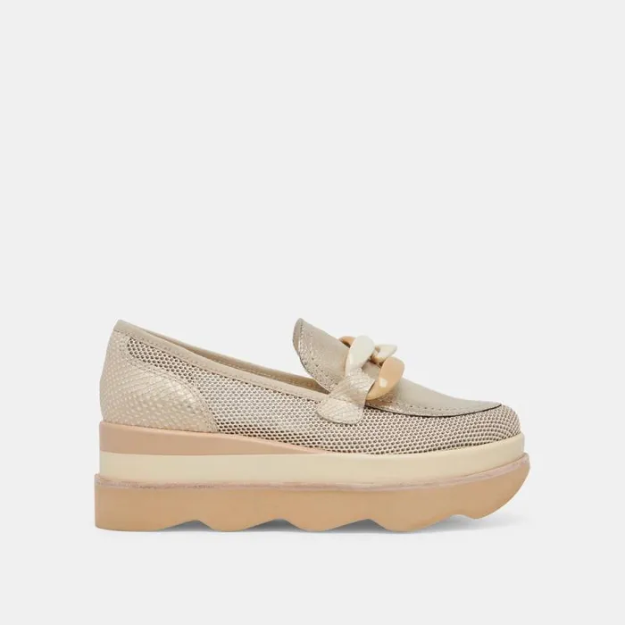 Dolce Vita Jaksen Sneakers Gold Mesh Women Flats and Loafers