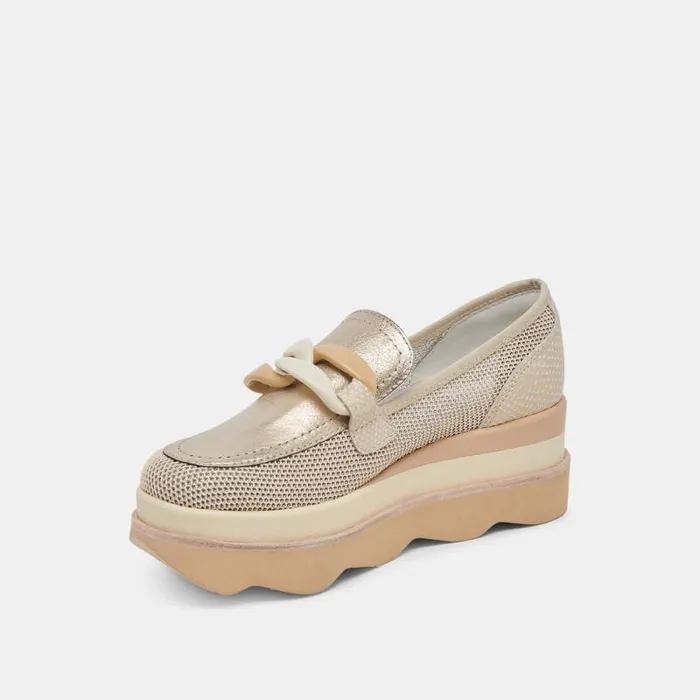 Dolce Vita Jaksen Sneakers Gold Mesh Women Flats and Loafers