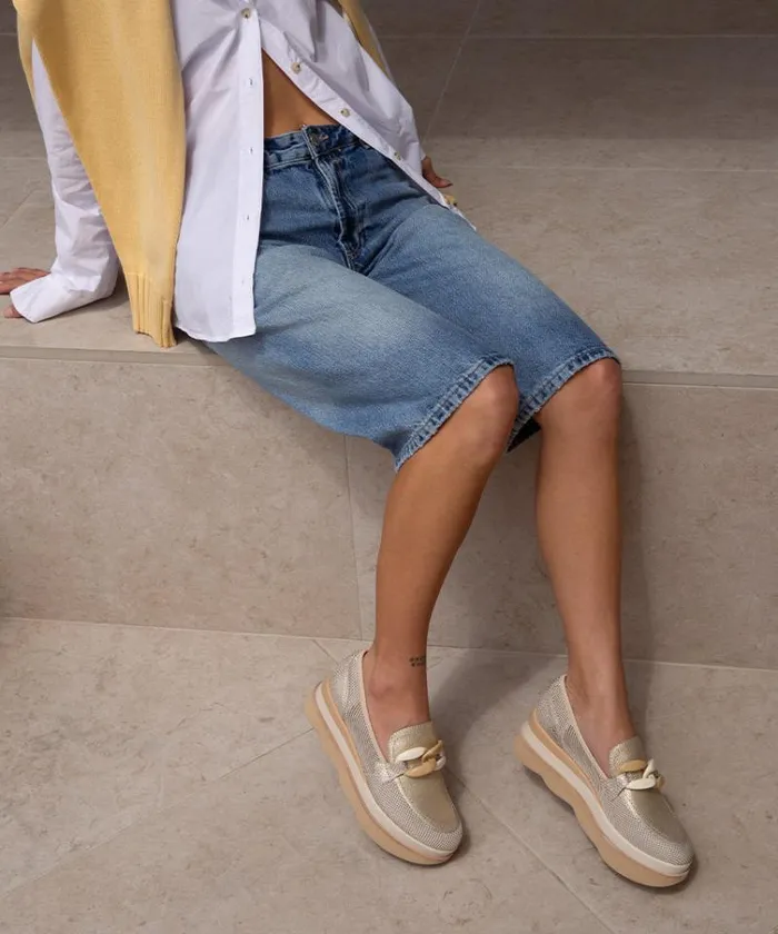 Dolce Vita Jaksen Sneakers Gold Mesh Women Flats and Loafers