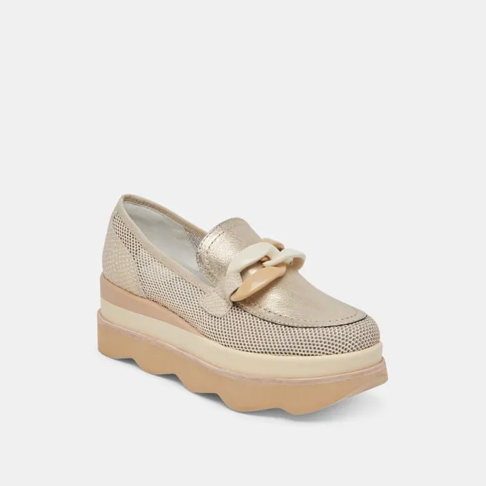 Dolce Vita Jaksen Sneakers Gold Mesh Women Flats and Loafers